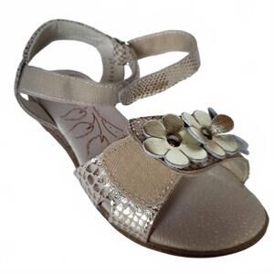 NEW RENBUT SHOES girl's velcro 2-strap dress sandal in gold